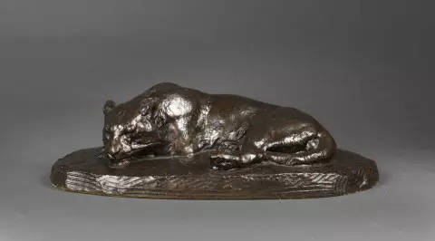 antoine-louis-barye-jaguar-dormant-bronze