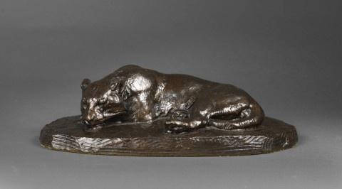 Antoine Louis Barye, jaguar dormant, bronze, expertisez.com