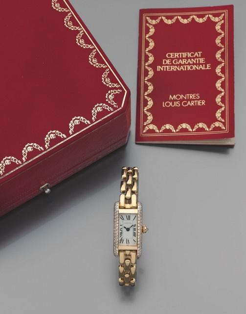 Cartier,Tank Américaine mini,  montre or et diamants