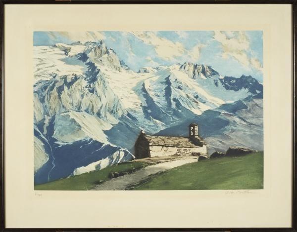 Charles Contencin, paysage alpin, aquatinte