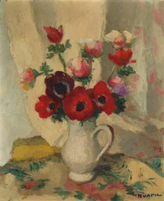 Charles Kvapil, bouquet de fleurs, tableau