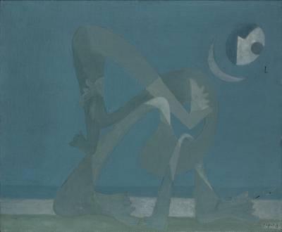 Georges Papazoff, composition bleue, tableau