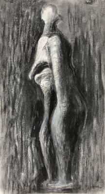 Henry Moore, Standing wood figure, dessin