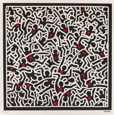 Keith Haring, lithographie, composition, vente aux enchères