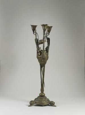 Auguste Cain, la nichée, candélabre en bronze
