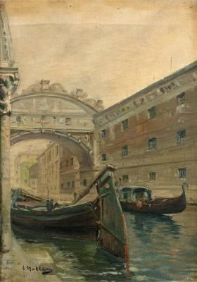 Louis Nattero, canal de Venise, tableau