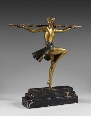 Pierre Le Faguays, danseuse tenant un thyrse, sculpture