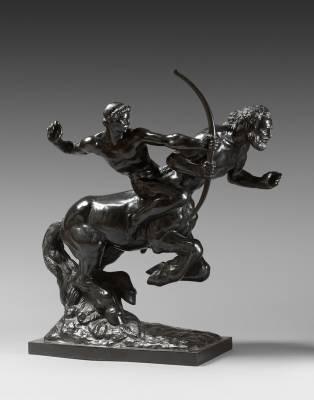 Pierre Traverse, L'éducation d'Achille par le Centaure Chiron bronze, sculpture