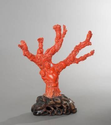 groupe-en-corail-rouge-art-asiatique