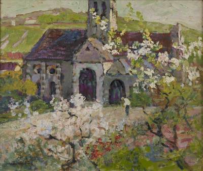 Victor Charreton, la petite église au printemps