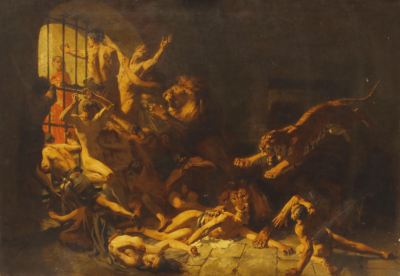 Gustave Surand, esclaves aux lions, tableau
