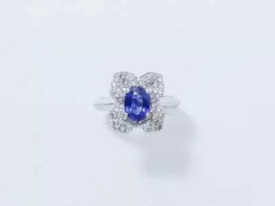 Bague fleur saphir et diamants