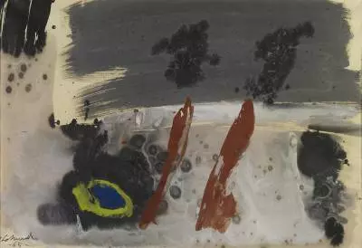 Gérard Schneider, composition 1965, aquarelle