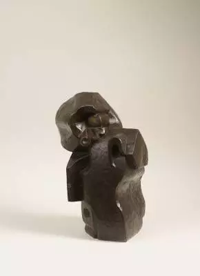 Léon Borgey, femme à la colerette, bronze