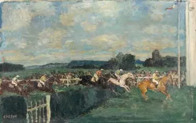 Marcel Cosson, scène de courses, tableau