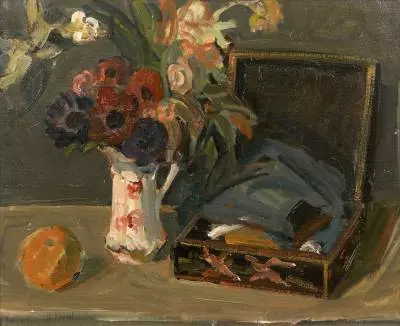 Maurice Blond, nature morte au coffret, tableau