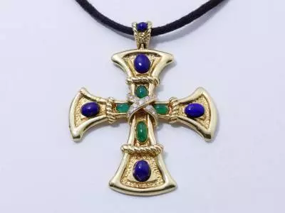 VCA, croix or lapis et chrysoprase