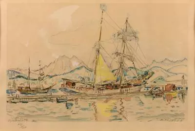 paul-signac-voiliers-à-ajaccio-lithographie